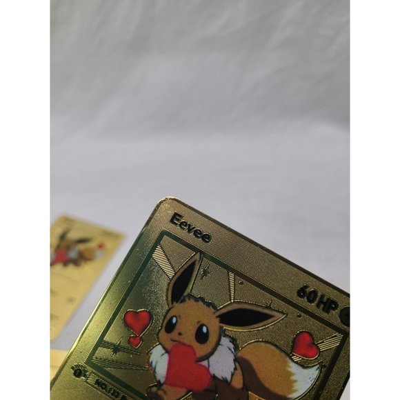 Eevee I Choose You Love Heart Valentine Gold Metal Card- Lot Of 3 FLAWED - Picture 10 of 10
